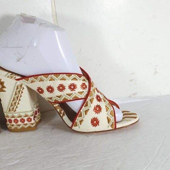 ASH Women's Adel 38 US7-7,5 Multicolor Embroidered Chunky Heels Mule Sandals - Picture 6 of 13